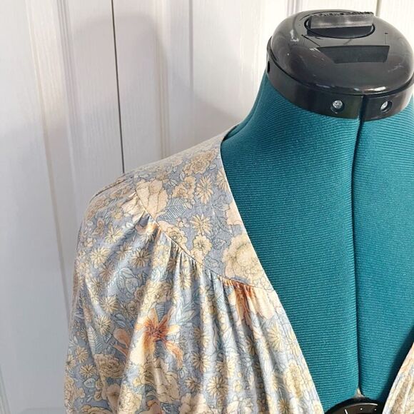 Banana Republic Floral Multi Color Crop Flutter Sleeve Kimono Hippie Blouse - Picture 7 of 12